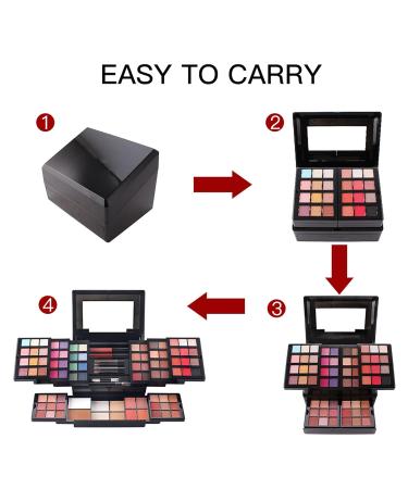 Mknzome Exquisite Cosmetics Gift Set | Multifunctional Makeup Kit for Face Eyes & Lips | Perfect Birthday Gift for Girlfriend - Eyeshadow Palette Lipstick Rouge & Pressed Powder #1 - Buy Online on GoSupps.com