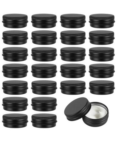 Tiny 24 Pcs Cosmetic Jars Mini Balm Lotion Jars for Travel Business Daily Life Black Metal Lined Threaded Lids 15 Ml Aluminum Balm Jars