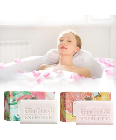 2pcs Savon Visage Savon Parfum au Pamplemousse et la P che Savon Solide Savon Artisanal Bio Savon Main/Savon Corps/Idee Cadeau Femme Savon Naturel pour la Peau les Cheveux et le Rasage - Buy Online on GoSupps.com