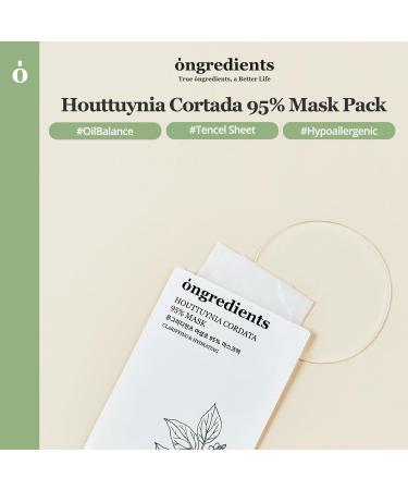 ONGREDIENTS Heartleaf 95% Sheet Mask - Soothing Moisturizing & Oil Control | Vegan Cruelty-Free Korean Face Mask for Sensitive Skin - 5 Pack - Buy Online on GoSupps.com