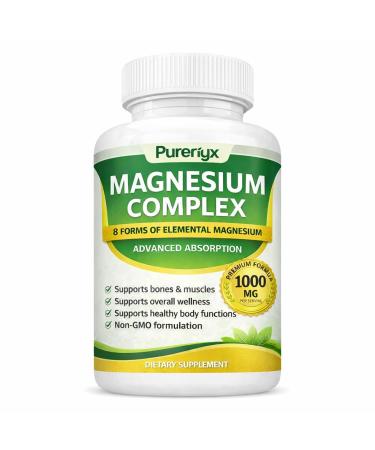 Purenyx Magnesium Complex Supplement 8 Forms of Magnesium 1000 mg per Serving Advanced Absorption Formula Non-GMO Dietary Supplement