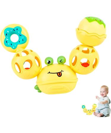 Voiakiu Kugelrassel Toy | Sensory Crab Ball for Babies | Soft Molar Teething Ring | Calming Yellow Exploration Toy - Buy Online on GoSupps.com