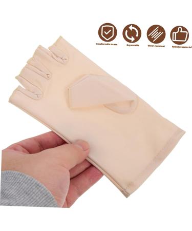 Housoutil 1 Pair Nail Gloves Spandex Fingerless Protector Miss 17x8.5cm Beige - Buy Online on GoSupps.com