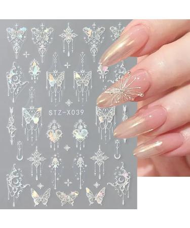 3D Metallic Black Butterfly Nail Stickers | Laser Pink Aurora Nail Design & Punk Accessories - Buy Online on GoSupps.com