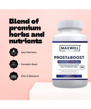 Maxwell Fitness Prostapure for Men Boost Men's Prostate Support with Saw Palmetto Zinc Selenium & 19 Herbs - Urinary Flow & Bladder Control Formula 60 Veggie Caps - Buy Online on GoSupps.com