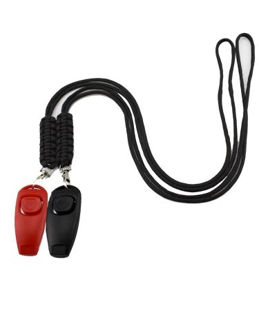 Wasuqo 2 pieces of dog whistle R tter R tter recall high frequency non silent dog whistles dog whistle dog training 2 in 1 dog whistle clicker training set with reconciliation for black/red