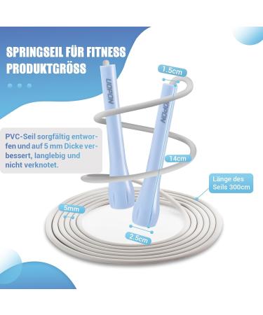 Professional 3m PVC Speed Jump Rope for Adults - Adjustable Non-Slip Grip | Includes Training Poster - Ideal for Men Women & Kids - Blue - Buy Online on GoSupps.com