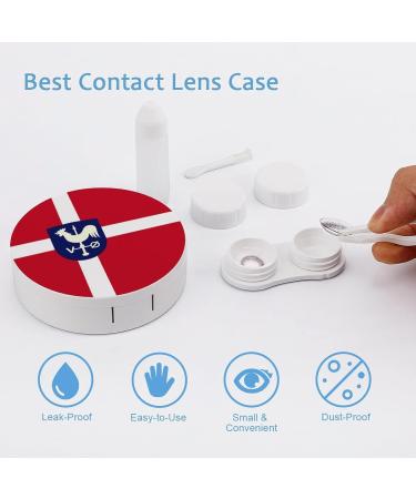 Flag of Albertslund Round Case For Contact Lens Kit Storage Box with Mirror Printed - Buy Online on GoSupps.com