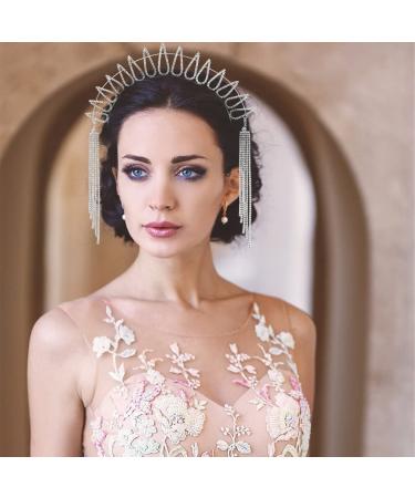 Urieo Waterdrop Halo Headpiece - Crystal Goddess Crown with Tassel Rhinestone - Hair Accessories for Women and Girls - Buy Online on GoSupps.com