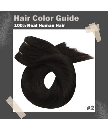 Moresoo Double Weft Darkest Brown Human Hair Extensions - 100g/Pack, 18 Inch | #2 - Buy Online on GoSupps.com