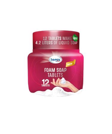 Temis Foaming Hand Soap Tablet Refills - 12ct Unscented Foam Soap Tablets with Reusable Pump - 144 fl oz Total for Eco-Friendly Cleaning - Buy Online on GoSupps.com