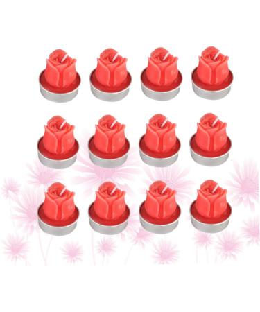 LIFKICH 12pcs Home D cor Tea Lights Candles Wedding Decoration Valentine Candle Tealight Candles Home Decor Baby Showers Candles Decorative Candles for Valentine's Day Rose Proposal Red Red 4*3.5cm - Buy Online on GoSupps.com