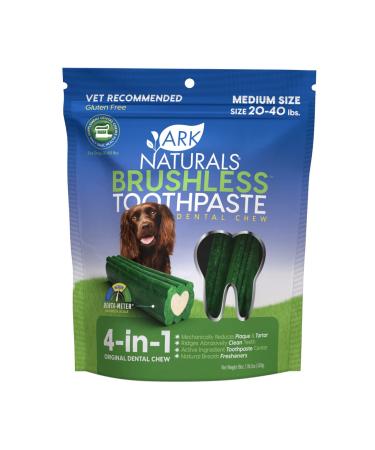 Ark Naturals Brushless Toothpaste, Dog Dental Chews for Medium Breeds, Freshens Breath, Helps Reduce Plaque & Tartar, 18oz, 1 Pack Medium Breed 1.1 Pound (Pack of 1)