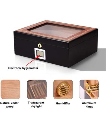 Cigar Humidor Cigar Box Storage Box with Humidifier and Digital Hygrometer Transparent Top Displayfor Decorative Box - Buy Online on GoSupps.com