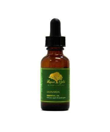 Liquid Gold Inc - 1 oz with Dropper - Premium Monarda Essential Oil - Pure Organic Natural Aromatherapy
