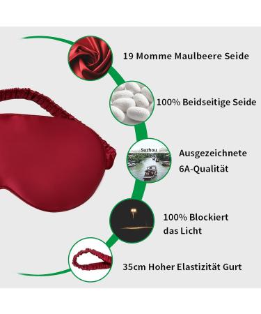 Buy Yunchi 100% Silk Sleeping Mask for Men & Women | Comfort Bio Satin Eye Mask | 19 Momme Mulberry Fabric | Burgundy Red - Buy Online on GoSupps.com