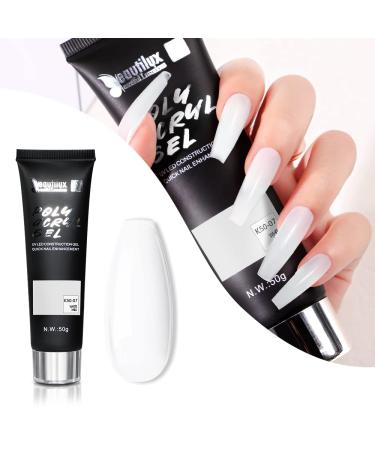 Beautilux acrylic gel for nails white acrylic gel long-lasting nail art gel quick extension nail extension natural look color acrylic gel tube uv gel nail gel for starter 50ml k50-07-white