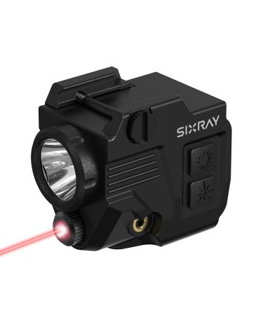 SIXRAY Pistol Light Laser Sight Gun Light 420 Lumens LED Picatinny Weaver Rail with Magnetic Charging Quick Release Strobe Function Laser Light Combo for Airsoft Handguns Pistol Rifle Red