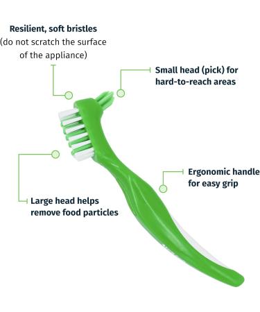 Buy TCS Fresh Dental Appliance Cleaning Toothbrush - Soft Bristle Ergonomic Handle 3 Pack for Dentures Retainers & Mouth Guards - Buy Online on GoSupps.com