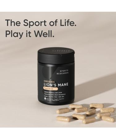 Sports Research Organic Lion's Mane Mushroom Supplement 1800mg - Brain Health Focus & Cognitive Supports - USDA Certified Organic Non-GMO Vegan - 90 Count Capsules - Buy Online on GoSupps.com