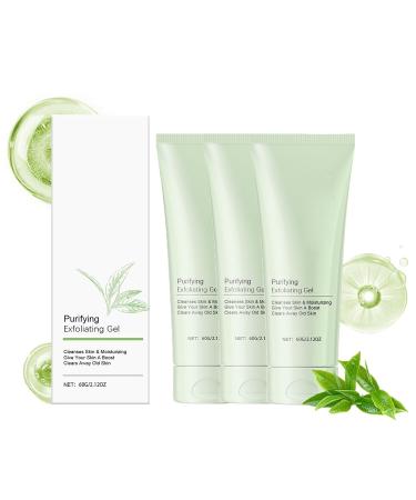 Greteam Purifying Exfoliating Gel, Deep Cleansing Exfoliating Gel for Face and Body, Moisturizing Enzyme Cleanser for Men and Women, 60ml, 3 Pieces