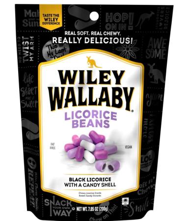 Wiley Wallaby Licorice Beans 7.05 oz - Black Liquorice with a Candy Shell 1Pack