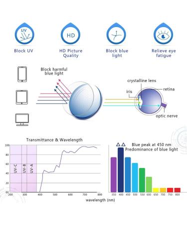 Riccie Retro HD Blue Light Blocking Glasses for Men - Anti-Radiation Readers +1.0 to +3.0 Aspherical Resin Lens - Buy Online on GoSupps.com