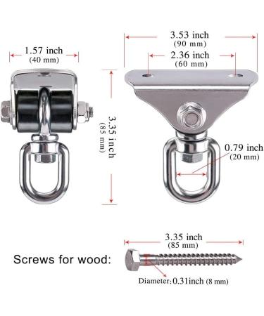 BeneLabel 2Pcs Quiet Stainless Steel Swing Hanger - 360 Rotation - 1000 LB Capacity for Swing, Hammock, Chair, Sandbag - Buy Online on GoSupps.com