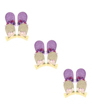 minkissy 6 Pairs Bunny Ear Hair Clip Rabbit Party Costume Glitter Hair Accessories Baby Girls Hair Clip Sequin Rabbit Hairclips Easter Hair Barrettes Sequin Glitter Cute Issue Card Toddler