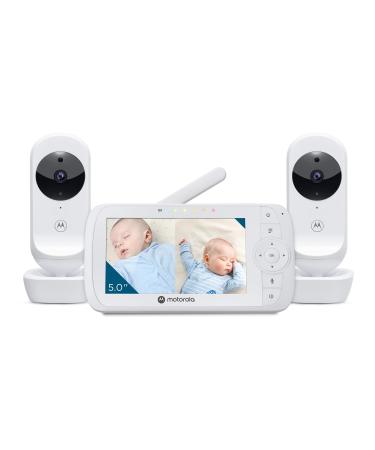 Motorola Nursery VM35-2 / Ease 35 Twin Baby Monitor with 2 Cameras 5.0 Inch Video Baby Monitor Display Split Screen Display Night Vision TwoWay Communication Lullabies Zoom Room Temperature White VM 35-2 - Buy Online on GoSupps.com