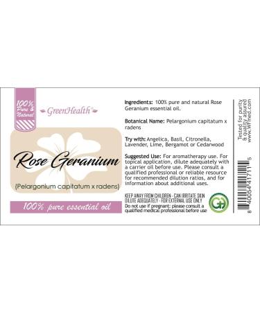Rose Geranium Essential Oil - 100% Pure & Uncut - 1 fl oz | GreenHealth | International Shipping Available - Buy Online on GoSupps.com