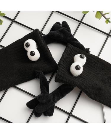 Magnetic 3D Doll Couple Socks | Funny Novelty Socks for Men & Women | Cute Casual White+Black Design - Buy Online on GoSupps.com