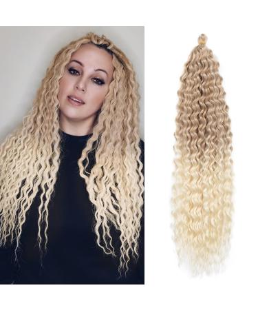 Deep Twist Crochet Hair Waterwell Twist Hair bundle Synthetic curly braided hairstyle hair extension ombre kinky curl braided hair part 22 inch 6 packs 22inch-6Pcs 27/613#