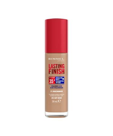 Rimmel London - Lasting Finish 35 Hour Foundation Long-Wearing Hydrating Vegan Formula Full-Coverage - Soft Beige 1 count (Pack of 1) Soft Beige - 201