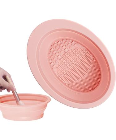 Cosmetic Brushes Scrubber Bowl | Silicone Makeup Brush Cleaner Bowl | Foldable Makeup Brush Cleaning Pad | Makeup Brush Cleaning Mat for Women's Brushes Sponge and Puff (Pink Purple) - Buy Online on GoSupps.com