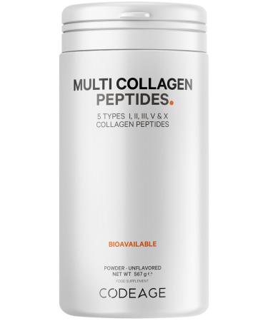 Codeage Multi Collagen Protein Powder Peptides 2-Month Supply Hydrolyzed Type I II III V X Grass Fed All in One Super Bone Broth Collagen Supplement Non-GMO 567 Grams