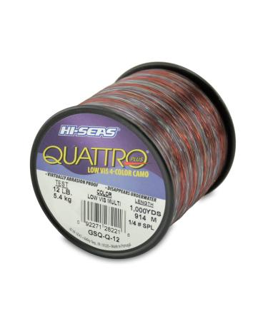 HI-SEAS Quattro Monofilament Fishing Line - Low-vis 4 Color Camo, Strong & Durable Performance Saltwater Main Line Camo 12 Lb Test, 0.35 Mm Dia, 1000 Yd