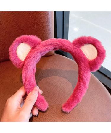 Wittocs Rose Red Bear Ears Headband for Women and Girls - Cute Fashion Plush Ear Headwear for Makeup and Face Washing - Perfect for New Year, Christmas, Valentine's Day - Buy Online on GoSupps.com