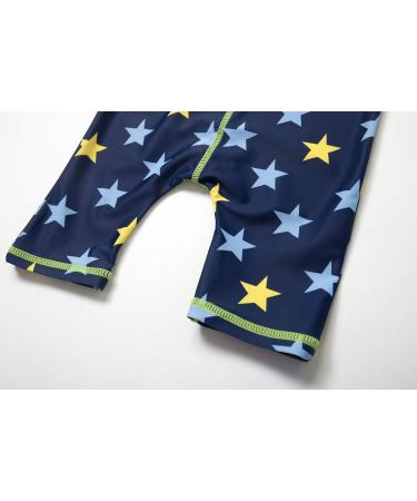 BONVERANO Baby Boys Swimsuit 12-18 Months | Short-Sleeve Zipper One Piece Swimwear Yellow Star | UPF 50+ Sun Protection - Buy Online on GoSupps.com