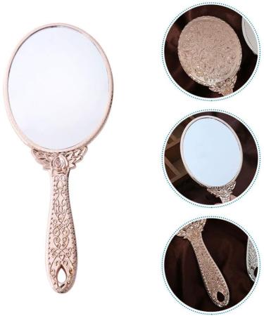 SOLUSTRE Handheld Oval Flower Vintage Makeup Mirror - Rose Gold - Buy Online on GoSupps.com