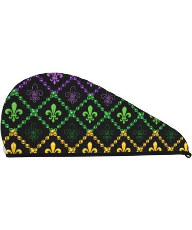 Premium Mardi Gras Geometric Microfiber Hair Towel | Super Absorbent Coral Velvet Wrap for Long Curly & Thick Hair - Buy Online on GoSupps.com