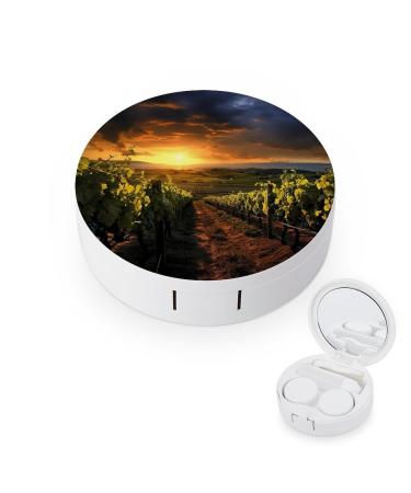 Contact Lens Case Sunset Over The Vineyards Portable Travel Contact Lens Box Contact Lens Storage Box