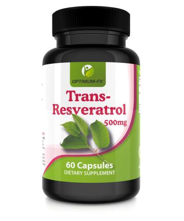 Resveratrol 500mg Capsules Trans Resveratrol Supplement High Strength Top Grade - NOT Tablets or Powder 60 Vegan Caps Per Pot 2 Months Supply 1