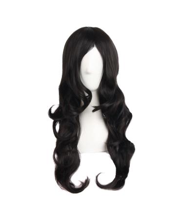 MapofBeauty 24 Inch/60 cm Charming Synthetic Fiber Long Wavy Hair Wig Women Party Full Wig (Black)