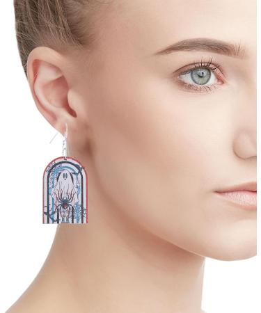 Feylie Halloween Wood Earrings - Vintage Skull & Spider Dangling Statement Jewelry for Girls - Buy Online on GoSupps.com