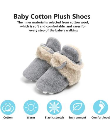EDOTON Unisex Newborn Winter Boots | Warm Non-Slip Sole Bootie Sock for 0-6 Months | Gray Khaki - Buy Online on GoSupps.com