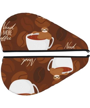 Sloths Need More Coffee Microfiber Hair Towel - Soft Super Absorbent & Quick Dry Wrap for Long Curly Thick Hair - Buy Online on GoSupps.com