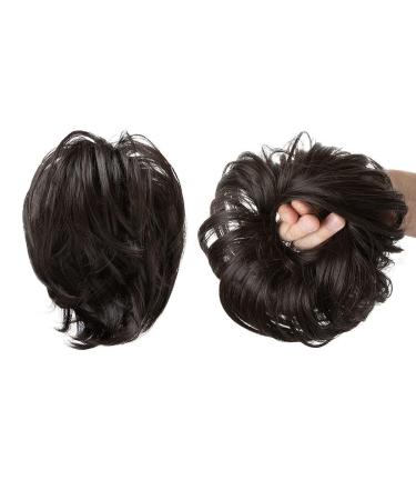 Hair Chignon 1 Piece Ball Head Wig Ring Natural Fluffy Long Beard Curly Hair Ring Ponytail Braid Hair Extension Hair Wig Bag Bun Messy Bun Hair Piece (Color : Black brown)