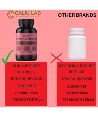 Pure Shilajit | 180 Capsules | 50% Fulvic Acid | 6 months | 144000mg |+Natural Ashwagandha |+85 Minerals | Dietary Supplement in Pills for Men with Pure Resin | Himalayan Shilajit - Buy Online on GoSupps.com