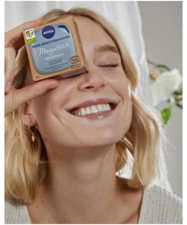 Nivea MagicBar Solid Facial Cleanser 75g - Refreshing Natural Cosmetics with Almond Oil & Blueberry for Soft Skin - Buy Online on GoSupps.com